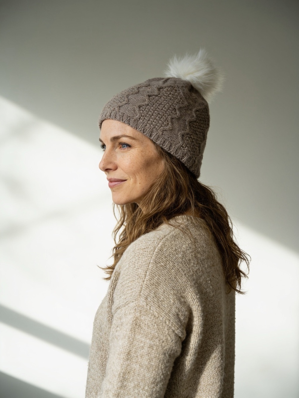 Tahari 100% 2-Ply Cashmere Knit Beanie with Faux Fur Pom Pom